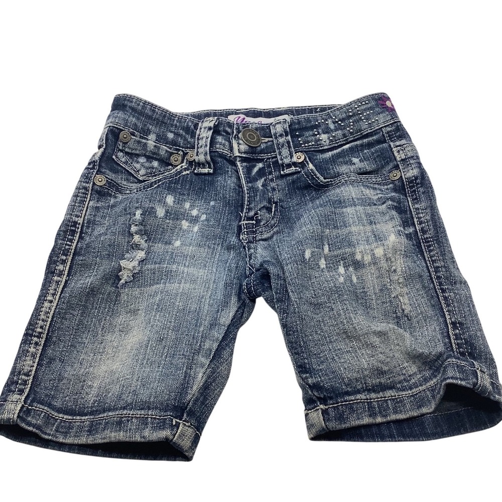 Yaso Jeans Shorts Girls Size 7 Distressed Denim Blue